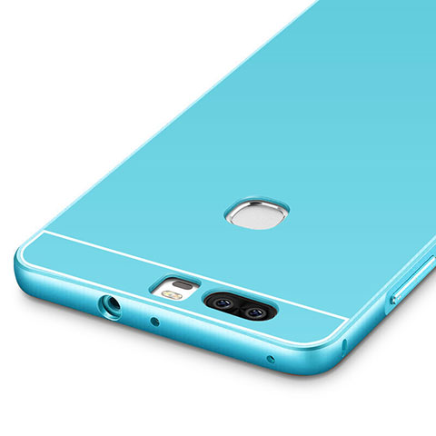 Carcasa Bumper Lujo Marco de Aluminio para Huawei Honor V8 Azul Cielo