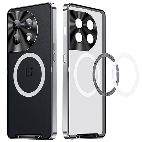 Carcasa Bumper Lujo Marco de Metal y Plastico Funda con Mag-Safe Magnetic LK1 para OnePlus 11 5G Plata