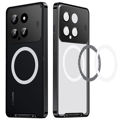 Carcasa Bumper Lujo Marco de Metal y Plastico Funda con Mag-Safe Magnetic LK1 para Xiaomi Mi 14 Pro 5G Negro