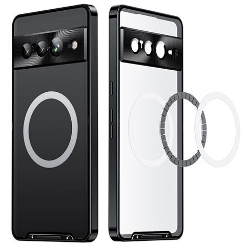 Carcasa Bumper Lujo Marco de Metal y Plastico Funda con Mag-Safe Magnetic LK2 para Google Pixel 7 Pro 5G Negro