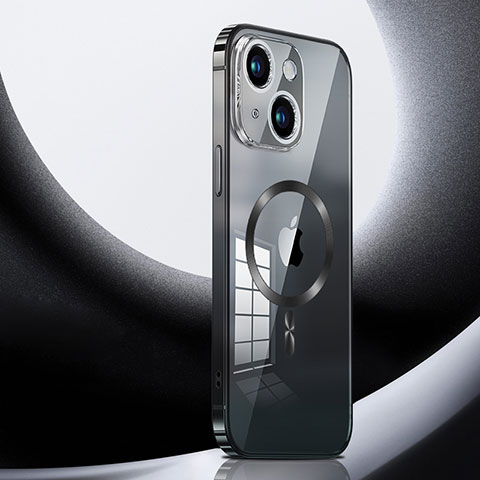 Carcasa Bumper Lujo Marco de Metal y Plastico Funda con Mag-Safe Magnetic LK3 para Apple iPhone 14 Plus Negro