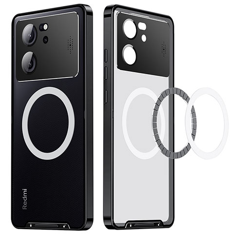 Carcasa Bumper Lujo Marco de Metal y Plastico Funda con Mag-Safe Magnetic LK3 para Xiaomi Mi 13T Pro 5G Negro