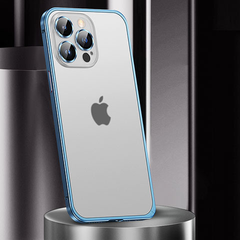 Carcasa Bumper Lujo Marco de Metal y Plastico Funda JL2 para Apple iPhone 14 Pro Azul