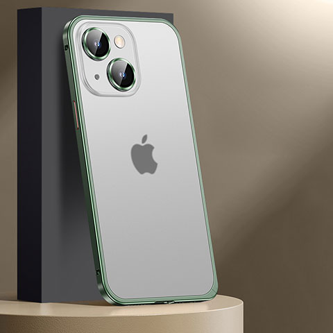 Carcasa Bumper Lujo Marco de Metal y Plastico Funda JL2 para Apple iPhone 15 Verde