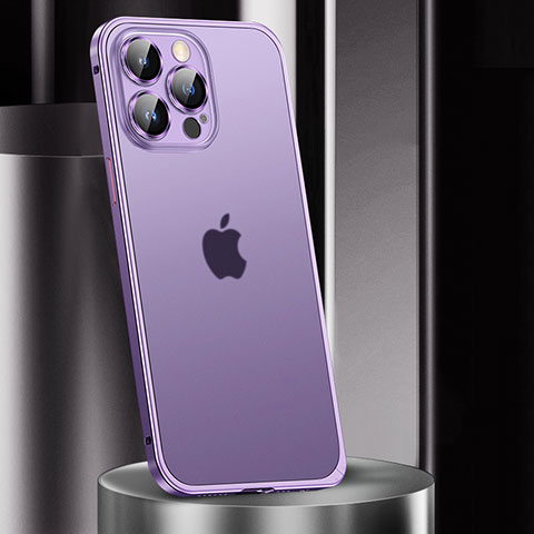 Carcasa Bumper Lujo Marco de Metal y Plastico Funda JL2 para Apple iPhone 16 Pro Max Morado