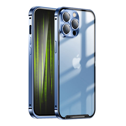 Carcasa Bumper Lujo Marco de Metal y Plastico Funda LK1 para Apple iPhone 13 Pro Max Azul