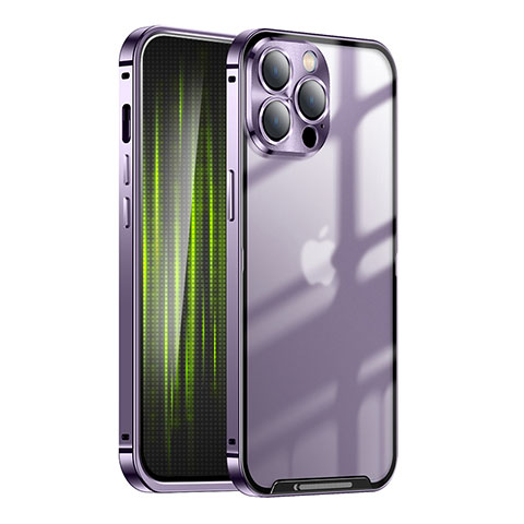 Carcasa Bumper Lujo Marco de Metal y Plastico Funda LK1 para Apple iPhone 13 Pro Max Morado