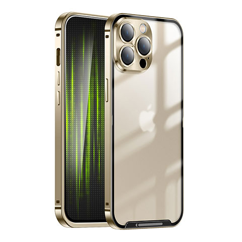 Carcasa Bumper Lujo Marco de Metal y Plastico Funda LK1 para Apple iPhone 13 Pro Max Oro