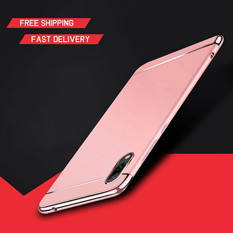 Carcasa Bumper Lujo Marco de Metal y Plastico Funda M01 para Huawei Enjoy 9 Oro Rosa