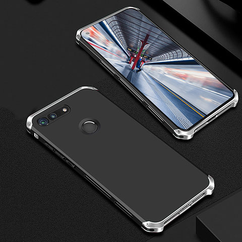 Carcasa Bumper Lujo Marco de Metal y Plastico Funda M01 para Huawei Honor V20 Plata