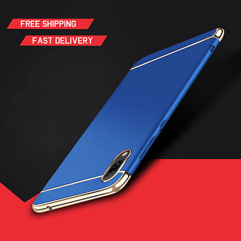 Carcasa Bumper Lujo Marco de Metal y Plastico Funda M01 para Huawei Y7 (2019) Azul