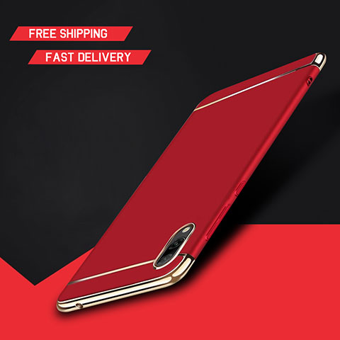 Carcasa Bumper Lujo Marco de Metal y Plastico Funda M01 para Huawei Y7 (2019) Rojo