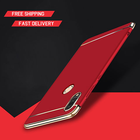 Carcasa Bumper Lujo Marco de Metal y Plastico Funda M01 para Huawei Y9 (2019) Rojo