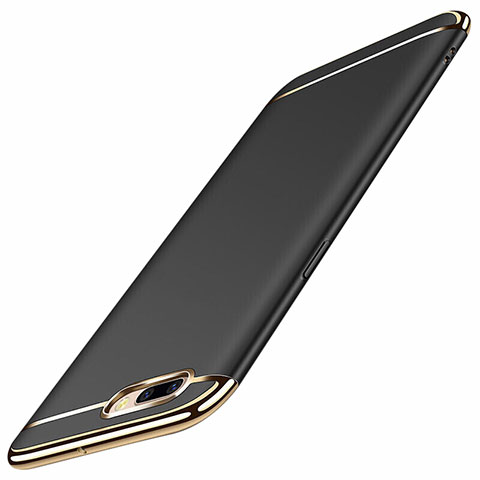 Carcasa Bumper Lujo Marco de Metal y Plastico Funda M01 para Oppo A12e Negro