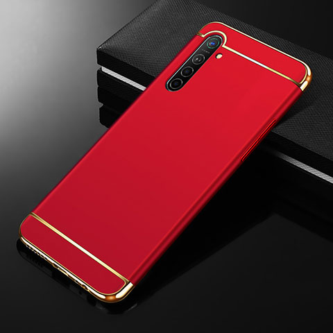 Carcasa Bumper Lujo Marco de Metal y Plastico Funda M01 para Oppo K5 Rojo