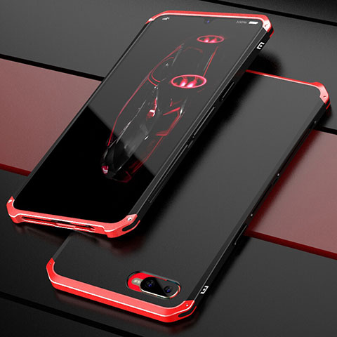 Carcasa Bumper Lujo Marco de Metal y Plastico Funda M01 para Oppo R17 Neo Rojo y Negro