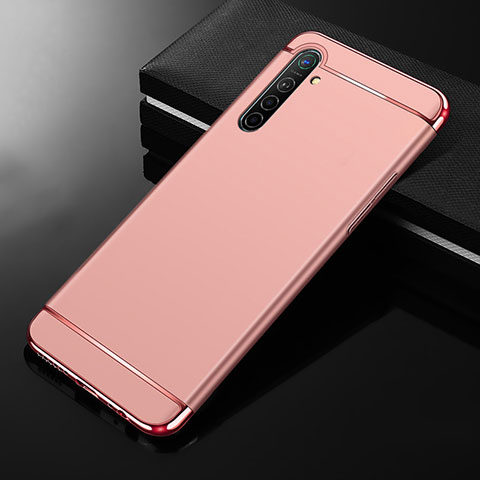 Carcasa Bumper Lujo Marco de Metal y Plastico Funda M01 para Realme XT Oro Rosa