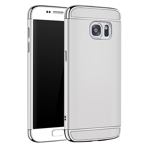 Carcasa Bumper Lujo Marco de Metal y Plastico Funda M01 para Samsung Galaxy S7 G930F G930FD Plata