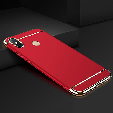 Carcasa Bumper Lujo Marco de Metal y Plastico Funda M01 para Xiaomi Mi Max 3 Rojo