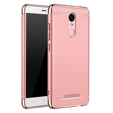 Carcasa Bumper Lujo Marco de Metal y Plastico Funda M01 para Xiaomi Redmi Note 3 MediaTek Oro Rosa