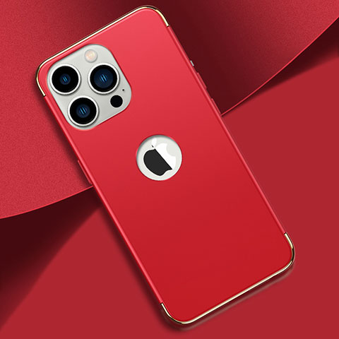 Carcasa Bumper Lujo Marco de Metal y Plastico Funda M02 para Apple iPhone 14 Pro Max Rojo