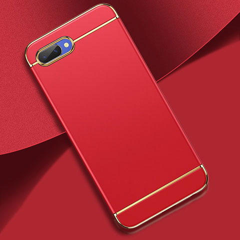 Carcasa Bumper Lujo Marco de Metal y Plastico Funda M02 para Oppo A12e Rojo