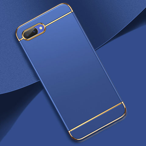 Carcasa Bumper Lujo Marco de Metal y Plastico Funda M02 para Oppo A5 Azul