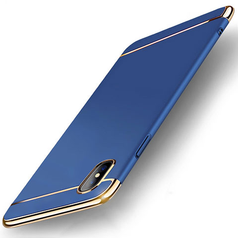 Carcasa Bumper Lujo Marco de Metal y Plastico Funda M05 para Apple iPhone Xs Max Azul