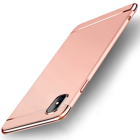 Carcasa Bumper Lujo Marco de Metal y Plastico Funda M05 para Apple iPhone Xs Oro Rosa