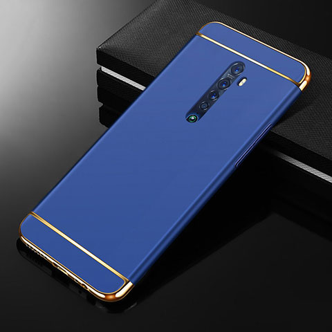 Carcasa Bumper Lujo Marco de Metal y Plastico Funda M05 para Oppo Reno2 Azul