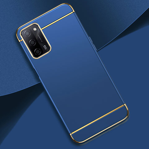 Carcasa Bumper Lujo Marco de Metal y Plastico Funda P02 para Oppo A55 5G Azul