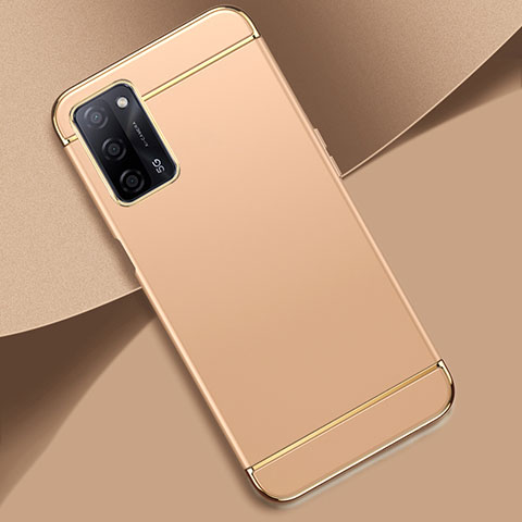 Carcasa Bumper Lujo Marco de Metal y Plastico Funda P02 para Oppo A55 5G Oro