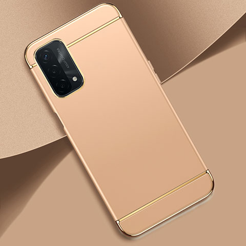 Carcasa Bumper Lujo Marco de Metal y Plastico Funda P02 para Oppo A74 5G Oro