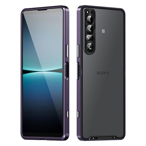 Carcasa Bumper Lujo Marco de Metal y Plastico Funda para Sony Xperia 1 IV Morado