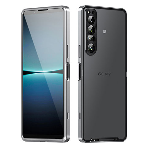 Carcasa Bumper Lujo Marco de Metal y Plastico Funda para Sony Xperia 1 IV Plata