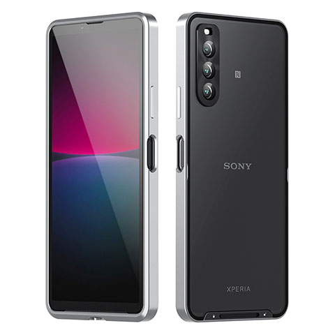 Carcasa Bumper Lujo Marco de Metal y Plastico Funda para Sony Xperia 10 IV SO-52C Plata