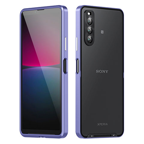 Carcasa Bumper Lujo Marco de Metal y Plastico Funda para Sony Xperia 10 IV SOG07 Morado