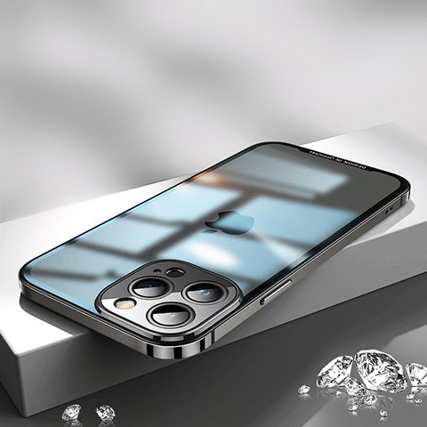 Carcasa Bumper Lujo Marco de Metal y Plastico Funda QC2 para Apple iPhone 14 Pro Negro