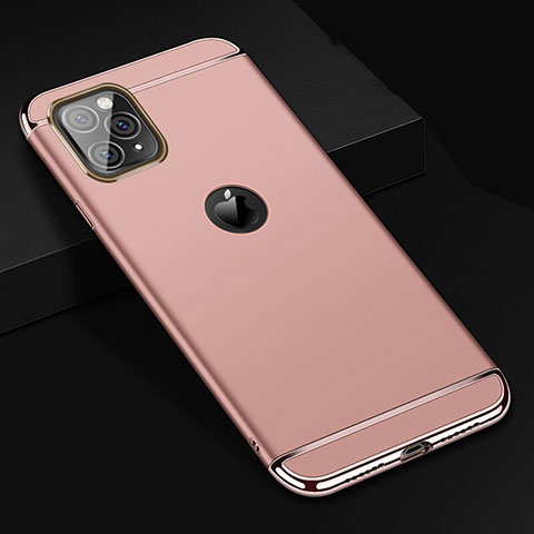 Carcasa Bumper Lujo Marco de Metal y Plastico Funda T01 para Apple iPhone 11 Pro Max Oro Rosa