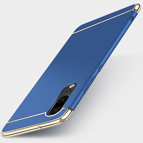 Carcasa Bumper Lujo Marco de Metal y Plastico Funda T01 para Huawei P20 Azul