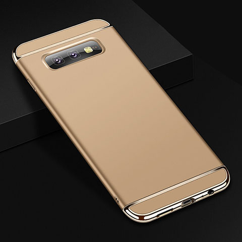 Carcasa Bumper Lujo Marco de Metal y Plastico Funda T01 para Samsung Galaxy S10e Oro