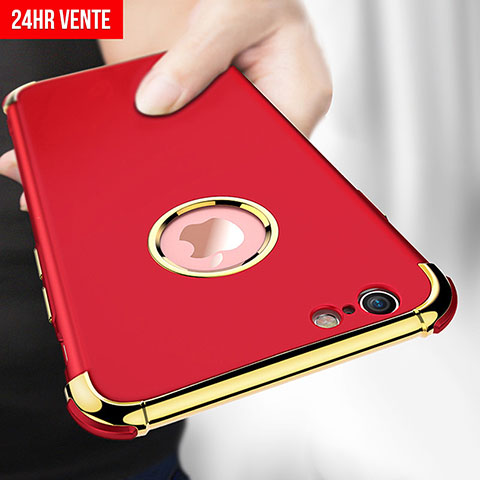 Carcasa Bumper Lujo Marco de Metal y Plastico M06 para Apple iPhone 6S Rojo