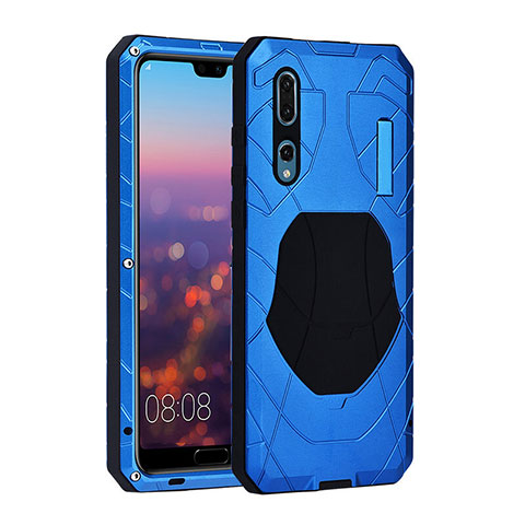 Carcasa Bumper Lujo Marco de Metal y Silicona Funda K01 para Huawei P20 Pro Azul