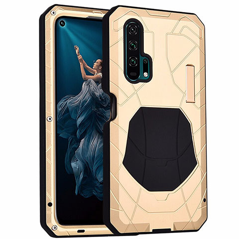 Carcasa Bumper Lujo Marco de Metal y Silicona Funda T01 para Huawei Honor 20 Pro Oro