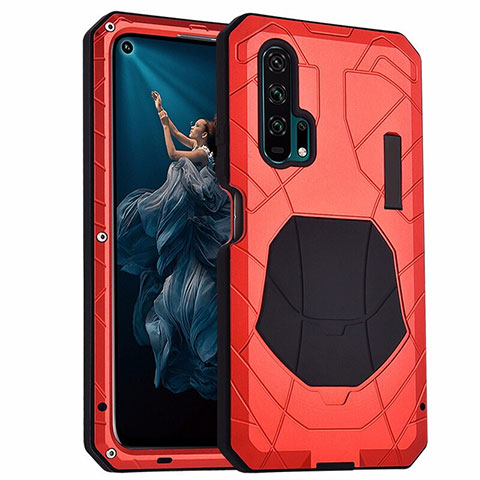 Carcasa Bumper Lujo Marco de Metal y Silicona Funda T01 para Huawei Honor 20 Pro Rojo