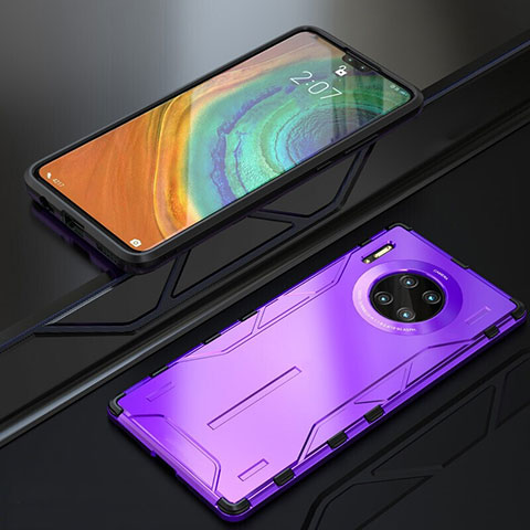 Carcasa Bumper Lujo Marco de Metal y Silicona Funda T01 para Huawei Mate 30 Morado