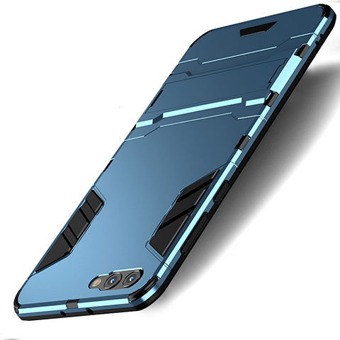 Carcasa Bumper Silicona y Plastico Mate con Soporte R01 para Huawei Honor V10 Azul