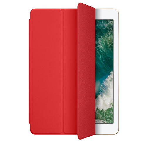 Carcasa de Cuero Cartera con Soporte L01 para Apple New iPad 9.7 (2018) Rojo