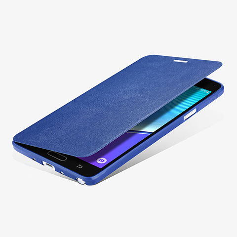 Carcasa de Cuero Cartera con Soporte L01 para Samsung Galaxy Note 4 Duos N9100 Dual SIM Azul