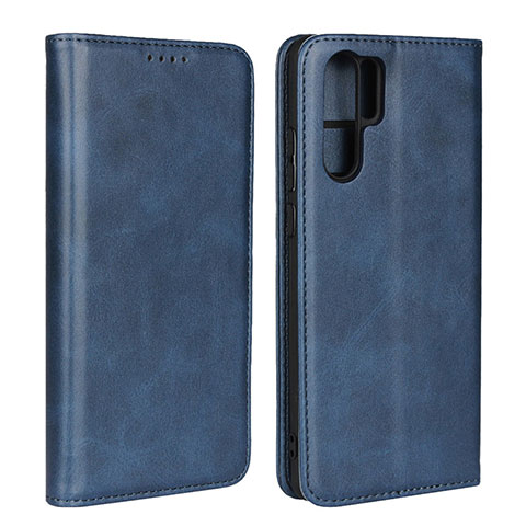 Carcasa de Cuero Cartera con Soporte L02 para Huawei P30 Pro Azul